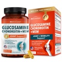 Glukozamin Chondroitin MSM dodatek za skupno podporo - Kolagen peptidi, Kurkuma in ingver, hialuronska kislina, glukozamin Chondroitin Sulfat za skupno udobje - Gluten prost, ne GSO, 90 kapsul