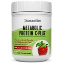 Presnovne beljakovine C-Plus Whey Protein Powder & Shake Meal Zamenjava z vitaminom C, L-glutamin & prebavni encimi, nizko karbinski beljakovinski napitek, podpora Presnova, Energija in Gut zdravje 1.1lb Jagoda