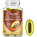 Ubikvinol CoQ10 600 MG Softgels z Omega-3 & Shilajit & PQQ, Advanced Dual-Dostava koencim-Q10, Active CoQ10 Ubikinol dodatek za plodnost, antioksidant, srce, možgani in energija, 60 Servinges