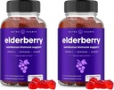 NutraChamps Elderberry Gumies z vitaminom C, Propolis & Echinacea - Imunski sistem podpora Gummy Vitamini za odrasle in otroke - Max Jakost 200mg Sambucus Antioksidant (Pack of 2)