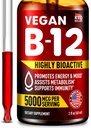 B12 Podjezične 5000 μg kapljice - Made in USA - Vegan B12 Vitamini za energijo, Mood & Memory - Visoko biološko na voljo Podjezične kapljice - Metilkobalamin za ženske in moške - 2 fl. oz.