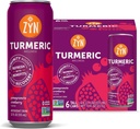 ZYN Kurkumin Wellness Drink (6 paket), Pomegranat Cranberry Okusna kurkumin pijača s črnim poprom, brez dodanega sladkorja, nizko karb & nizko kalorično pijačo, čista alternativa