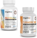 Organixx Kurkumin (60 Vegetarijanskih kapsul) in multivita-Maxx Cela hrana Multivitamin (90 Gel kapsul)