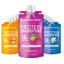 Oblikovalec Wellness Protein Smoothie, Real Fruit, 12g Protein, Low Carb, Nič dodanega sladkorja, Gluten-free, Non-GMO, Brez umetnih barv ali arom, Super Fruts Variety Pack, 12 Count