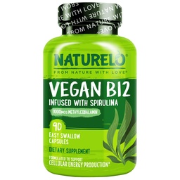 NATURELO Vegan B12 - Methylcobalamin, 90 Capsules