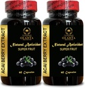 ACAI Berry Extract - Zmogljiva Super Food Antioksidant Dnevna mešanica Acai Berry, acai Berry Juice Organic, Energy Booster, acai diet - 2 steklenici 120 kapsul