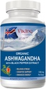 Viking Organic Ashwagandha s črnim poprom ekstrakt islandski. 60 Veganske kapsule - Največja absorpcija za stres, Mood & Energy Support