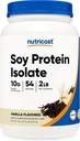 Nutricost Soy Protein Powder, 2 LB Vanilla, 10 Gram beljakovin na serviranje, vegetarijansko, brez GMO in glutena