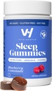 VitaHustle Natural Sleep Gummy 5 mg Melatonin, Lemon Balm, Kamilica, Relax & Sleep Aid, Nizki sladkor, rastlinsko-bazna, borovničeva limonada, 50 Število