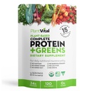 Plantvital Unflavored Organic Vegan Protein Powder - 15 Superfoods, Zelenjava in probiotiki - Organski rastlinski beljakovinski prah - Vse BCAA, Gluten Free - 16oz - 1 vrečka