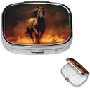Box tablete Flame Horse Square Pill Case for Purse & Pocket 2 Compartment Medicine Tablete Organizator prenosne potovalne tablete Medicina Vitamin Cod Jetra Oil Storage Box
