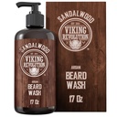 Viking Revolution Beard Wash Shampoo w/Argan & Jojoba Oils - Softens & Krepi - Sandalwood Scent - 17 oz Shampoo