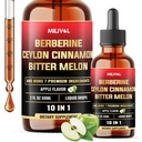10 v1 Tekoče kapljice Berberine s Ceylon Cintamon Bitter Melon Kurkurja Gymnema Sylvestre in več - 2 Fl Oz