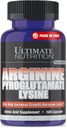 Ultimate Nutrition L-Arginin Dodatki za moške in ženske - Zložena Aminokislinski kompleks z agininom, piroglutamatom in lizinom - podpora GH, proizvodnja dušikovega oksida in optimalen pretok krvi - 100 kapsul