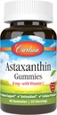 Carlson - Astaksantin Gumies, z vitaminom C, Imunska podpora, Antioksidant, zdravje srca, Non-GMO, Cherry Flavor, 46 Vegetarian Gumies
