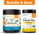 Sandhu's Pure goveji kolostrum v prahu dodatek za ljudi 30 Servings & Prebiotic Fiber dodatek v prahu 