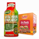 Vitamin Energija Imuno+ Ekstra moč Energija Shot Sadni Punch 24 Pack, 260mg Naravni kofein, B-vitamini, Citicoline, Zeleni čaj, Immuniteta in fokus podpora, Nič sladkorja, Gluten-free 1,93 fl oz