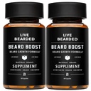 Žive brade boost - Brada rast vitamini za moške z Biotin, Collagen, Silica, Fo-Ti koren - Obrazno rast las za moške, Izdelano v ZDA 