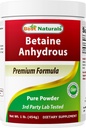 Najboljši naravni betain brezvodni trimetilglicin (TMG) Pure Powder 1 funt (1 LB (paket po 1))