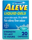 Aleve Pain Reliever & Fever Reductor Liquid Gels, Naproxen Natrijev, Pain Relief, 20 Število