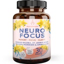 Brain Booster Gingko Biloba dodatek - Nootropics za um, fokus, spomin, jasnost z Bacopa Monnieri, St. Johns Wort - 30 Brain Food kapsule