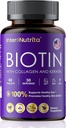 Biotin s hidroliziranim kolagenom in keratin, 5000mcg Biotin za rast las,Skin & Nails & Energy Production,USA Made - Vitamin A, C, D3, E, B1, B2, B7, B12 Complex