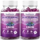 2 Pakiranja 3000mg glukozamin Chondroitin Gumies z MSM & Elderberry - Dodatna moč skupno zdravje, prilagodljivost, antioksidant imunske podpore dodatek Gummy za odrasle, moški in ženske 120 Cts