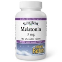 Stres-Relax Melatonin 3 mg z naravnimi dejavniki, naravni uspavalni pripomoček, Ponastavi cikel spanja-Wake, 180 žvečljivih tablet (180 obrokov), Peppermint Flavor