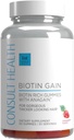 Svet Zdravje BIOTIN GAIN Gumies z ANAGAIN - Zmanjšanje izpadanje las - Klinično testiran - 10.000 mcg Biotin Vitamin B7 za podporo zdrave rasti las, kože in nohtov za ženske in moške - 60 Count