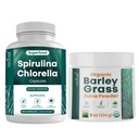 Teaveli Spirulina Klorella kapsule in sok iz ječmena v prahu