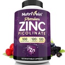 Nutrivein Premium Cinkov pikolinat 100 mg - 120 kapsul za odrasle: visokoabsorpcijski dodatki cinkovega pikolinata - bistveno hranilo za splošno dobro počutje - največja biološka uporabnost