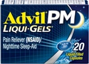Advil PM Liqui-Gels Pain Reliever in nočno spanje Aid, Pain Medicine z Ibuprofen za lajšanje bolečine in difenhidramin HCL za pomoč v spanju - 20 Tekoči zapolnjene kapsule - Nazaj na kolidž