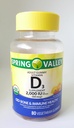 Spring Valley Adult Gummy Vitamin D3 dodatek, 2000IU, 50mcg USDA Organic, 80 Vegetarijanske Gummies