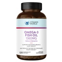 Vitamin World Triple Jakost Omega 3 ribje olje 1360 mg dodatek, 950 mg Active Omega-3 Maščobne kisline z EPA & DHA, Podpira srce, Brain & Joint Health, Gluten Free, 120 Softgels, 4 Mesece dobave