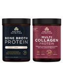 Ancient Nutrition Bone Broth Protein Powder, Pure, 20 Servings + Multi colagen Protein Powder, Nearomated, 45 Serving