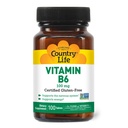Country Life Vitamin B-6, Podpira energijo in živčni sistem, 100mg, 100 Veganske kapsule, Certified Gluten Free, Certified Vegan, Certified Halal, Non-GMO preverjena...