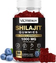 1000 MG Shilajit Gummies, Organic Shilajit Gummies z 85+ Trace Minerali, Fulvic Acid, Shilajit za moške in ženske, Shilajit Resin, Shilajit Himalajan Organski za energijo, možgane, imuniteto, 60 grof