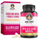 Antična Bliss Myo & D-Chiro Inositol dodatek, 40 za 1 Razmerje, Pomaga pri Ovarian Funkcija Podpora za ženske, Vitamin B8 Pomaga pri urejanju Menstrual cikel, 2050mg na serviranje, 120 Veganske kapsule