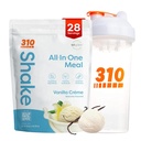 310 Nutrition All-in-One Mechange Shake Powder w/Shaker Cup Starter Kit - High Protein Fiber Rich Vegan Superfood Mešanica - Sugar-free, Keto & Paleo prijazno, Low Carb - Vanilla Creme 28 srv