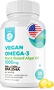 DR. MORITZ Vegan Omega-3 Mehčalci za odrasle in otroke, izdelan iz olja Algae z DHA EPA, Mali Algae Omega 3 Dopolnila, Vegan, 30 grof