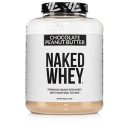 Naked Whey Chocolate Peanut Butter Grass Fed Whey Protein Powder, Brez gensko spremenjenih organizmov, brez soje in gluten, rast in regeneracija pomoči - 52 Strežnice