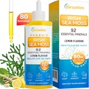 Sea Moss & Ashwagandha Korenine kapljice - 10X Močnejše Seamoss & Ashwagandha za ženske & moške, Sea Moss kapljice za Mood, Immunity, Digestive, Energy, Skin, Hair Joint(Lemon Flavour - 80 Servings