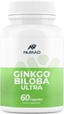 NUMAD ginseng (600mg) + Ginkgo Biloba (120mg) 60 Kapsule Dodatna moč Nootropiki Podpora možganov Dopolnilo za spomin in fokus