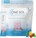 One Sol BCAA & Elektrolit Powder for Hydration & Energy, All-Natural Formula, 100% Vegan, Non-GMO, Gluten Free & Soy-free, spodbuja mišično rast in okrevanje, Gummy Bear Flavor