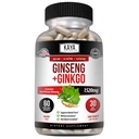 Kaya Naturals Red Panax ginseng + Ginkgo Biloba - Nootropic Brain Supplement - Kognitivna in koncentracija podpora - Brain Booster, Focus, in Memory Supplement - 60 Kapsula