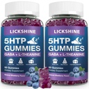 2 Pack 300MG 5-HTP GABA spanje dodatek Gumies z 200mg L-teanin dodatek za možgane, Mood stabilizator in podporo za spanje, Melatonin-free, Omega 3-6-9 za naravne Zzzs, borovnice aroma