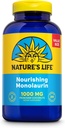 Življenje narave Monolaurin 1000 mg, Hranilni monolaurin iz naravnega surovega kokosa, Imunska podpora dodatek, Gut Health, Uravnotežena gut Flora, 60-dnevno garancijo, 125 Serving, 250 vegetarijanske kapsule