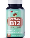 Yuve Vegan B12 s kalcijom za maksimalno absorbcijo - podpora aktivni energiji in centralnemu živčevju - 1000mcg Kobalamin Vitamin B 12 - naravni, ne-GMO, gluten-free, sladkor-free - 30 Tabs