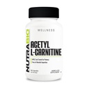 NutraBio Acetil L-karnitin (ALCAR) dodatek, 500mg - Podpora Proizvodnja naravne energije, Metabolično upravljanje in splošno zdravje, 90 kapsul