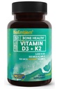 BioEmblem Vitamin D3 K2 Kapsule (5000 i.e. in 200mcg) - Patented MK7 in MK4 za 3-v-1 kompleksno podporo - Vegetarian Vitamin D K2 dodatek za zobe, srce, imunski sistem - Non-GMO, 90 Caps